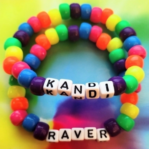RAINBOW Kandi Raver Bracelet set - Picture 1 of 2